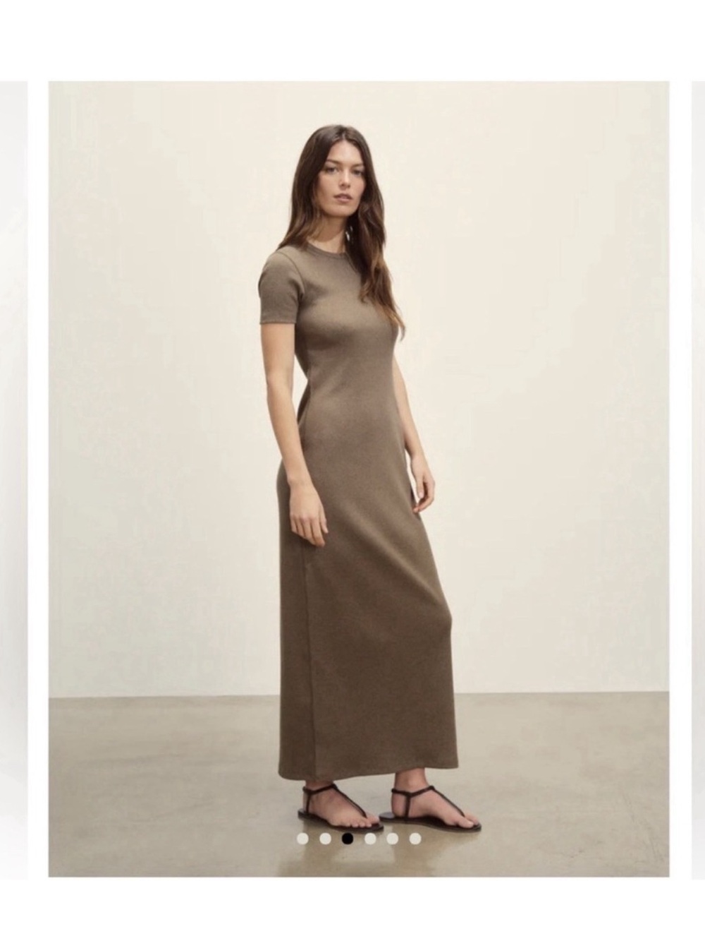Buck Mason Short-Sleeve Maxi Dress in Olive Brown